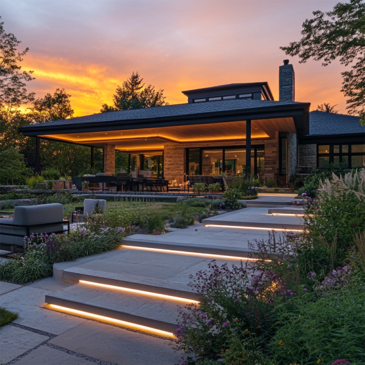 Installing Outdoor Strip Lights on Stairs