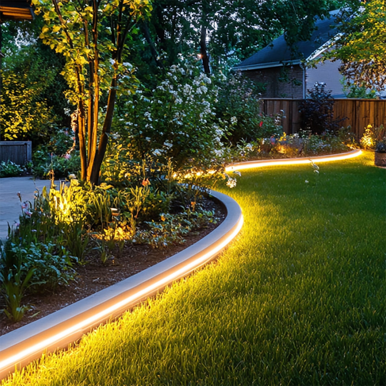 Installing Outdoor Strip Lights around Trees & Gardens